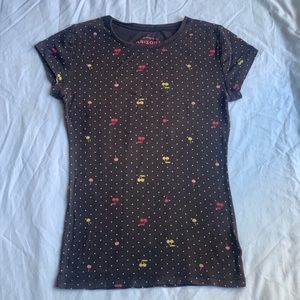 3/$15 Arizona brown T-shirt w/ dots & cherries